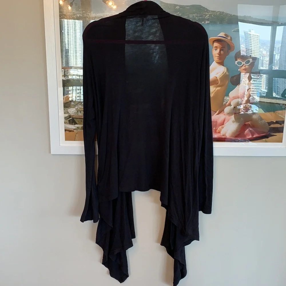 Splendid black draped jersey knit open cardigan - Picture 3 of 12